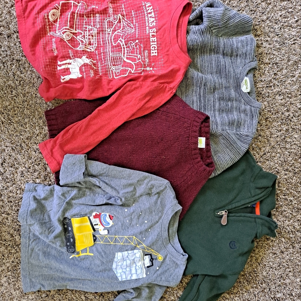 3 winter sweaters with 2 xmas shirts